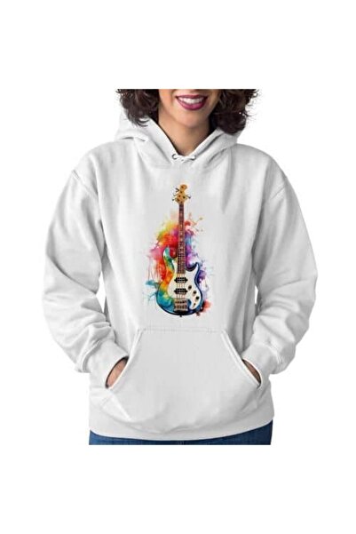 bellanova Unisex White Streetwear Oversize Hooded Casual Cotton Sweatshirt wi...