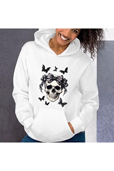 EFFRENATU Unisex Λευκό Φούτερ με Τσέπη Καγκουρό, Χοντρό Ύφασμα, Oversize, με ...