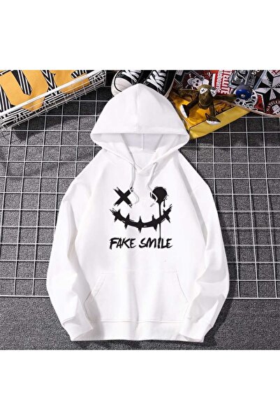 classy moda Unisex White Off-Shoulder Oversize Hooded Casual Sweatshirt with ...