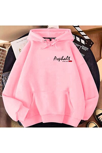 ZEMLİYA Modexa Unisex Hoody Pink Hooded Oversize Sweatshirt Comfortable Fit C...