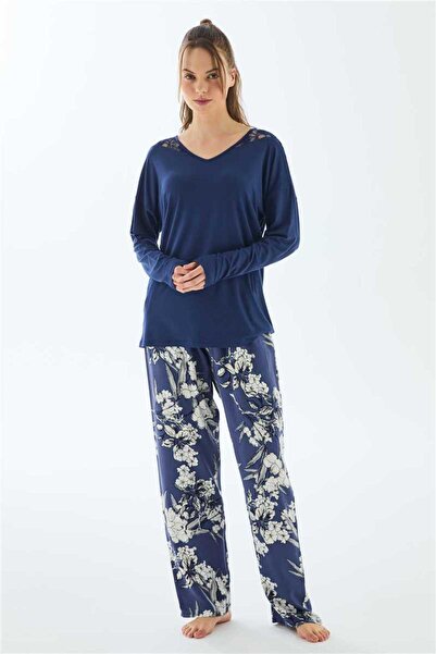 Anıl 1499 Women's Long Sleeve T-Shirt and Pants Pajama Set
