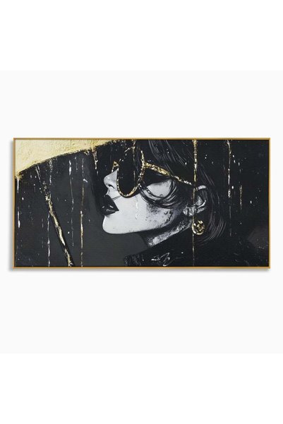 Luxcanva Tablou Canvas Magia Ochelarilor Negrii 100x50 cm cu Rama Auriu Magia...