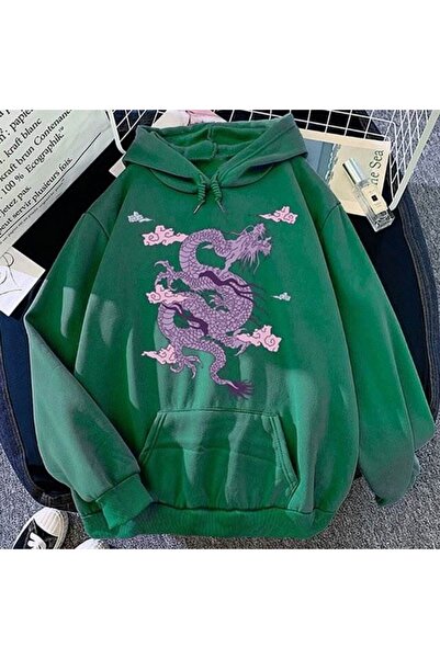 ZEMLİYA Modexa Unisex Hoody Green Drop Shoulder Oversize Hooded Casual Sweats...