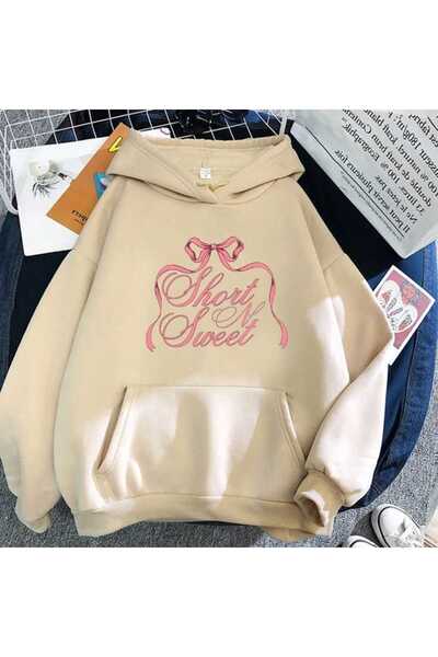 classy moda Unisex Beige Hooded Oversize Sweatshirt Comfortable Fit Cotton wi...