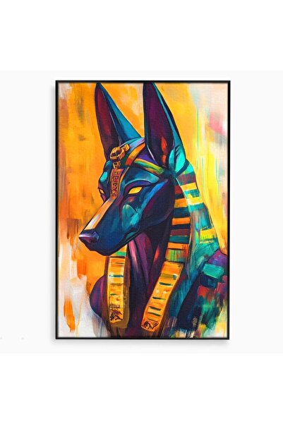 Luxcanva Tablou Canvas Portretul lui Anubis 40x60 cm cu Rama Negru Portretul ...
