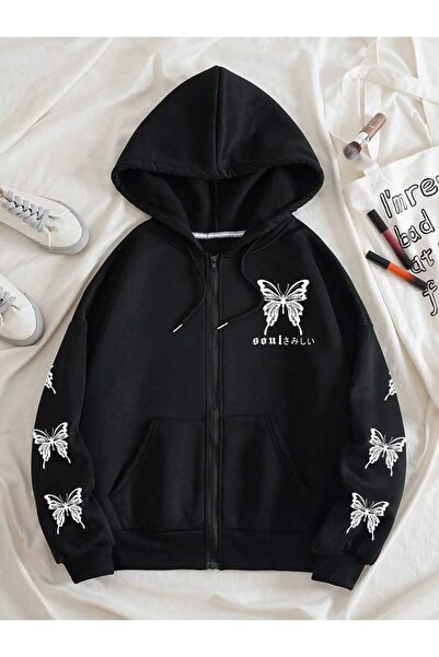 classy moda Unisex Black Streetwear Oversize Hooded Casual Cotton Sweatshirt ...