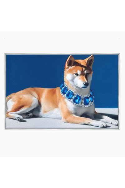 Luxcanva Tablou Canvas Lady Blue 60x40 cm cu Rama Argintiu Lady Blue Colier B...