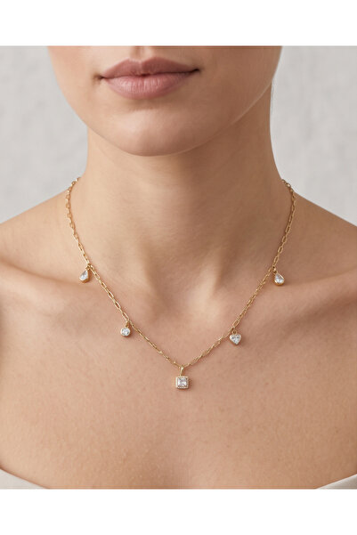 staınless steel Charmlı Günlük Gold Women's Necklace - 36L Steel - 45 +5 cm Extension - a Quality - Tarnish Resistant