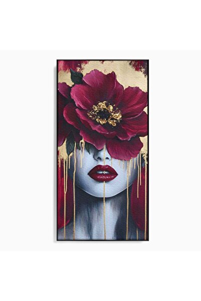 Luxcanva Tablou Canvas Chipul Ascuns 70x140 cm cu Rama Negru Chipul Ascuns Ti...