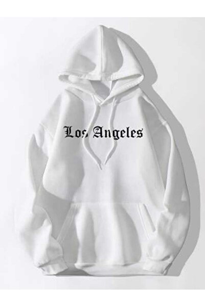 bellanova Unisex Λευκό Streetwear Oversize Φούτερ με κουκούλα και τσέπες, καθ...
