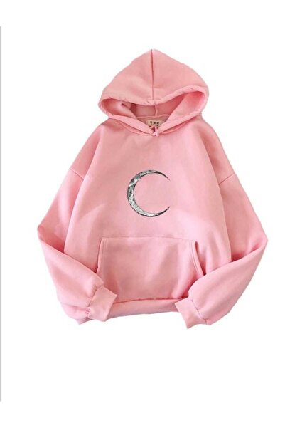 classy moda Unisex Pink Relaxed Fit Hooded Kangaroo Pocket Thick Sweatshirt