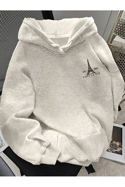 classy moda Unisex Gray Relaxed Fit Hooded Kangaroo Pocket Thick Sweatshirt