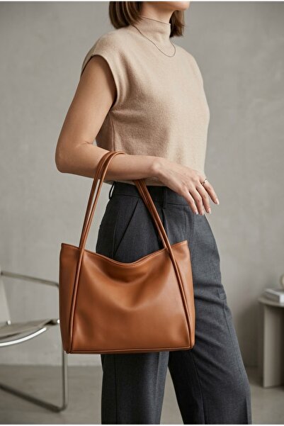 Lilivo Bags Noya Soft Model Zippered Women's Hand and Shoulder Bag Brown