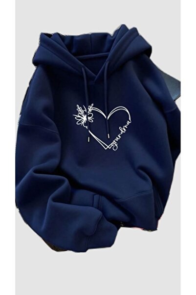 classy moda Unisex Navy Blue 3-κλωνο ριγέ φούτερ με κουκούλα, μεγάλου μεγέθου...