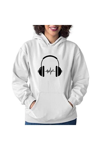 classy moda Unisex White Relaxed Fit Hooded Kangaroo Pocket Thick Sweatshirt