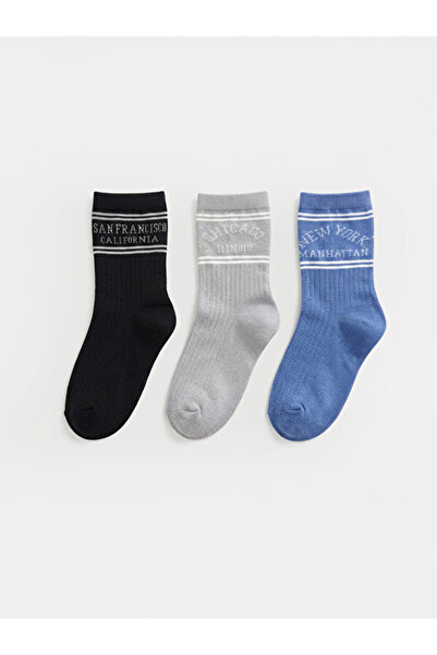 LC Waikiki Rmz Gi̇yi̇m Farkiyla Printed Boys' Socks 3-Piece Set