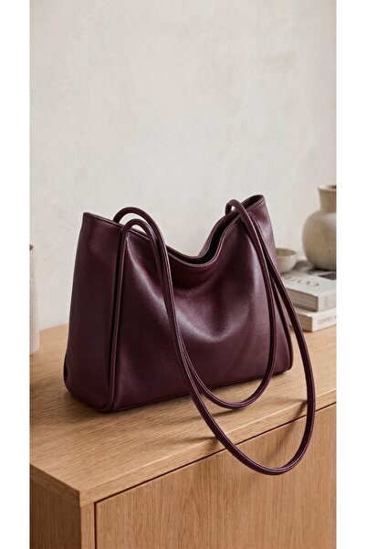 Lilivo Bags Noya Soft Model Zippered Women's Hand and Shoulder Bag Claret Red