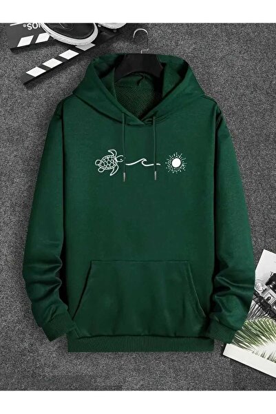 ZEMLİYA Modexa Unisex Hoody Green Kangaroo Pocket Thick Fabric Oversize Hoode...