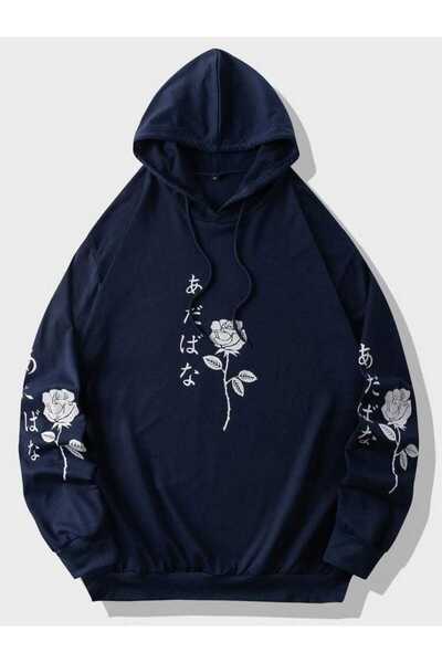ZEMLİYA Modexa Unisex Hoody Navy Blue Loose Cut Hooded Sweatshirt with Inner ...
