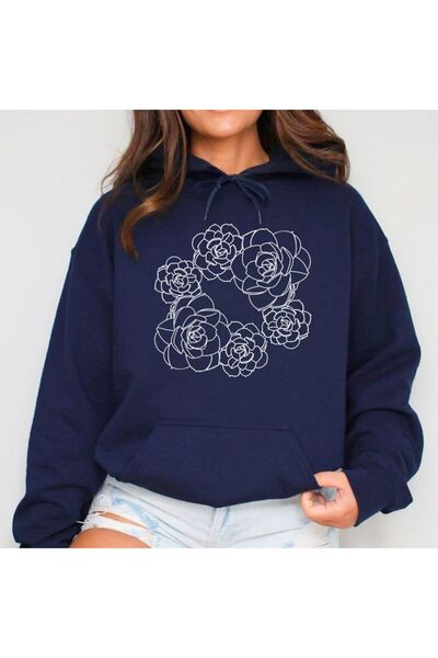 classy moda Unisex Navy Blue Hooded Oversize Sweatshirt Comfortable Fit Cotto...
