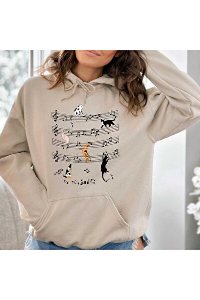 classy moda Unisex Μπεζ φούτερ με κουκούλα και τσέπη καγκουρό, χωρίς ώμους, σ...