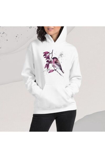 classy moda Unisex White Loose Fit Hooded Sweatshirt with Inner Pockets, Warm...