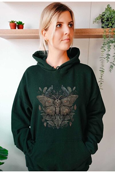 ZEMLİYA Modexa Unisex Hoody Green Relaxed Fit Hooded Kangaroo Pocket Thick Sw...