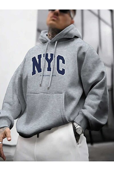 EFFRENATU Unisex Gray Kangaroo Pocket Thick Fabric Oversize Hooded Sweatshirt...