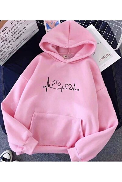 ZEMLİYA Modexa Unisex Hoody Pink 3 Thread Threaded Oversize Hooded Sweatshirt...