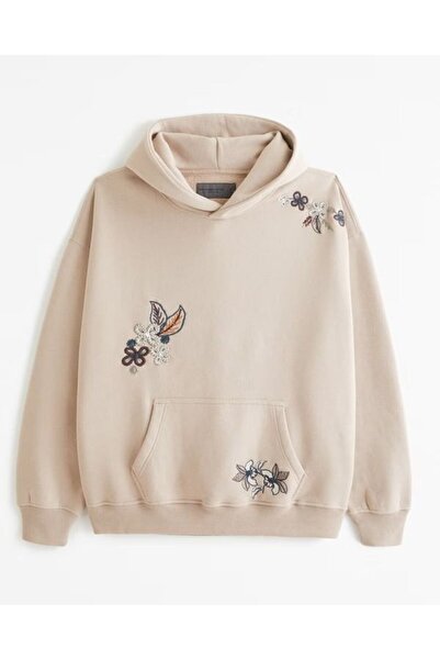 classy moda Unisex Μπεζ Streetwear Oversize Φούτερ με κουκούλα και τσέπες, κα...