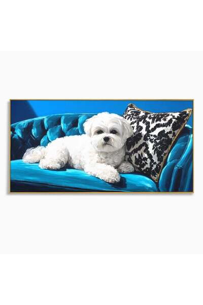 Luxcanva Tablou Canvas Pufosenie Sofisticata 120x60 cm cu Rama Auriu Pufoseni...