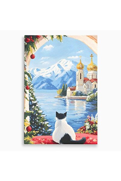Luxcanva Tablou Canvas Pisica si Domurile de Aur 50x70 cm pe Sasiu Lemn Pisic...