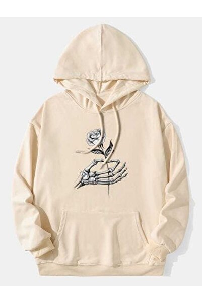 classy moda Unisex Beige Oversize Hooded Sweatshirt with Kangaroo Pocket, 3 T...