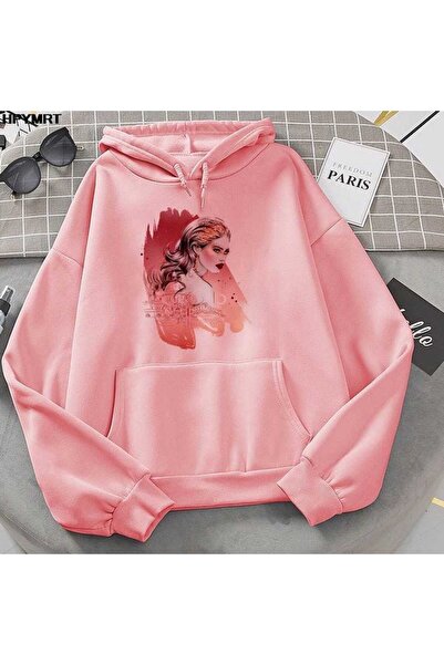 classy moda Unisex Pink Streetwear Oversize Hooded Casual Cotton Sweatshirt w...