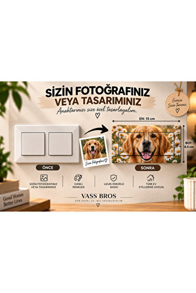 Vass Bros Kişiye Özel Dekoratif Elektrik Anahtarı, Priz ve Kapı Zili – Fotoğraf, İsim ve Özel Tasarım