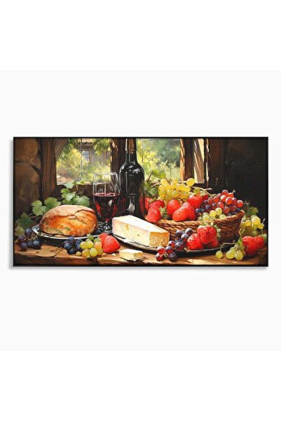Luxcanva Tablou Canvas Ritualul Gustului 100x50 cm cu Rama Negru Ritualul Gus...