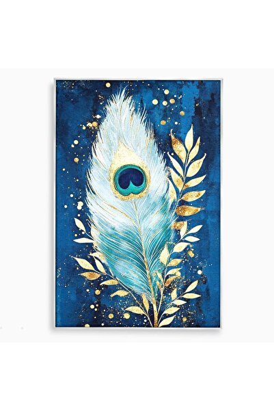 Luxcanva Tablou Canvas O Pana Fermecata 40x60 cm cu Rama Argintiu O Pana Ferm...