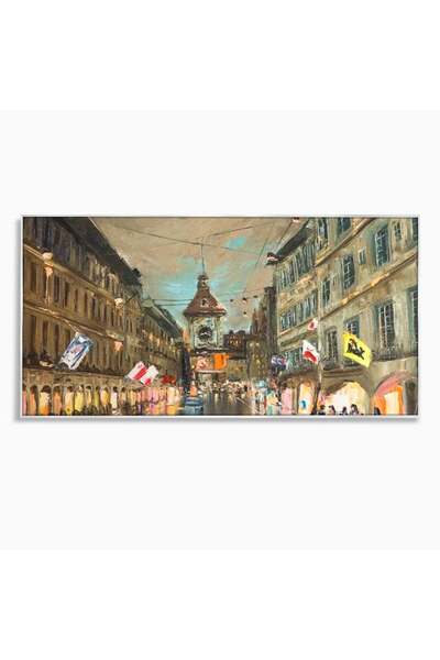 Luxcanva Tablou Canvas Un Ceas in Zare 140x70 cm cu Rama Argintiu Un Ceas in ...