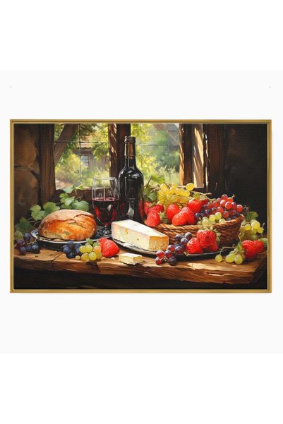 Luxcanva Tablou Canvas Ritualul Gustului 120x80 cm cu Rama Auriu Ritualul Gus...