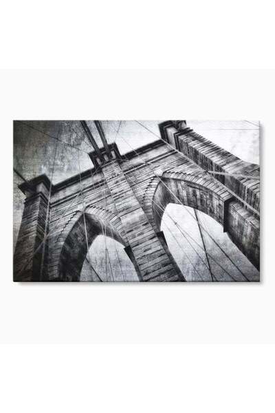 Luxcanva Tablou Canvas Podul Brooklyn 50x70 cm pe Sasiu Lemn Podul Brooklyn N...