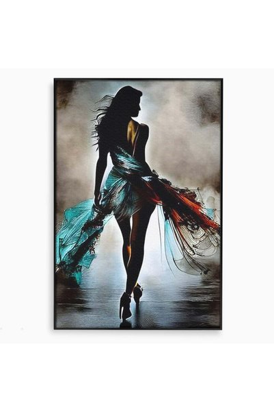 Luxcanva Tablou Canvas Pasi peste Oglinda cm cu Rama Negru Pasi peste Oglinda...