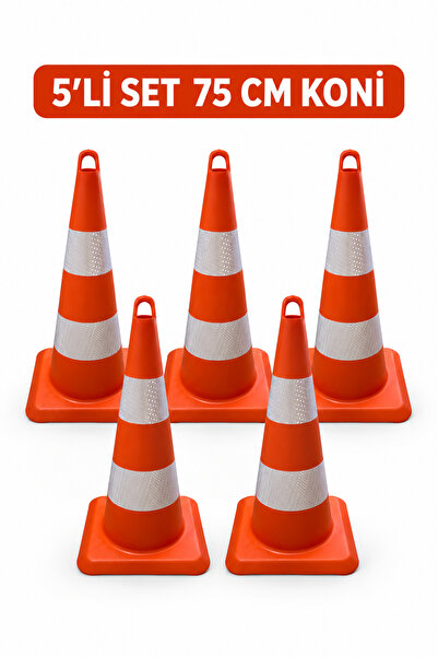 SerBugo Trafik Konisi 5 ADET Reflektifli Pvc (silikonlu) Kırılmaz Plastik Dub...