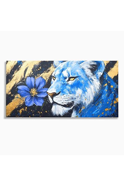 Luxcanva Tablou Canvas Leoaica de Safir 100x50 cm pe Sasiu Lemn Leoaica de Sa...