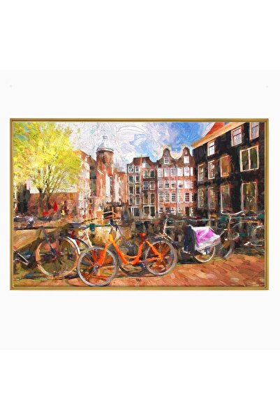 Luxcanva Tablou Canvas Boemul Amsterdam 70x50 cm cu Rama Auriu Boemul Amsterd...