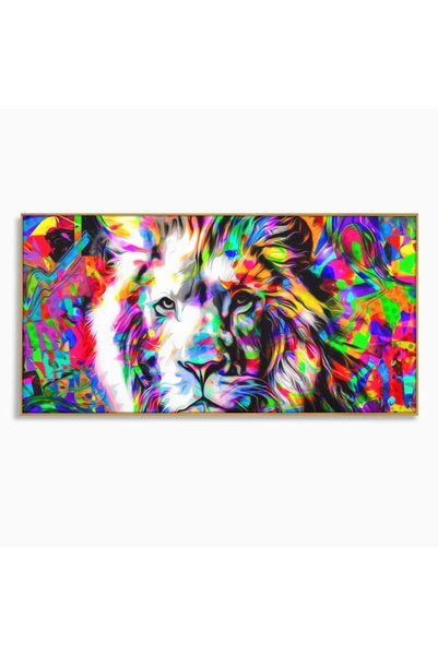 Luxcanva Tablou Canvas Furia Culorilor 120x60 cm cu Rama Auriu Furia Culorilo...