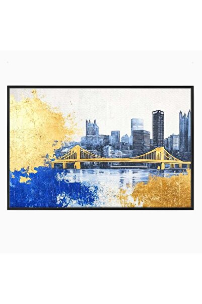 Luxcanva Tablou Canvas Puntea dintre Cer si Apa 70x50 cm cu Rama Negru Puntea...