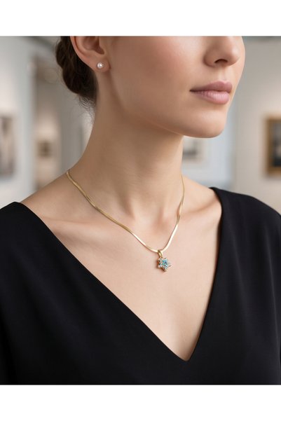 stainless steell Blue Series - Casual Gold Women's Necklace - 36L Steel - 45 +5 cm Extension - a Quality - Tarnish Resistant