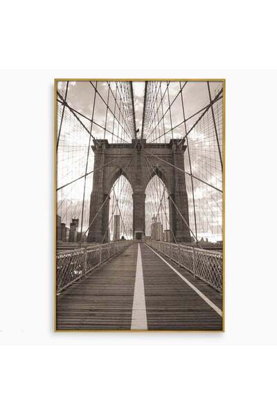 Luxcanva Tablou Canvas Podul dintre Lumi 40x60 cm cu Rama Auriu Podul dintre ...