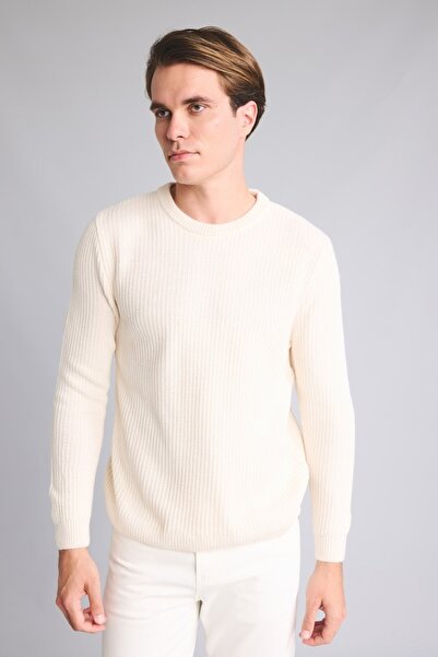 DeFacto Men's Sweater C8814Ax/Er139 Ecru