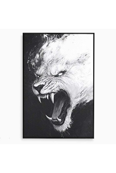 Luxcanva Tablou Canvas Strigoiul Alb 70x100 cm cu Rama Negru Strigoiul Alb Ti...